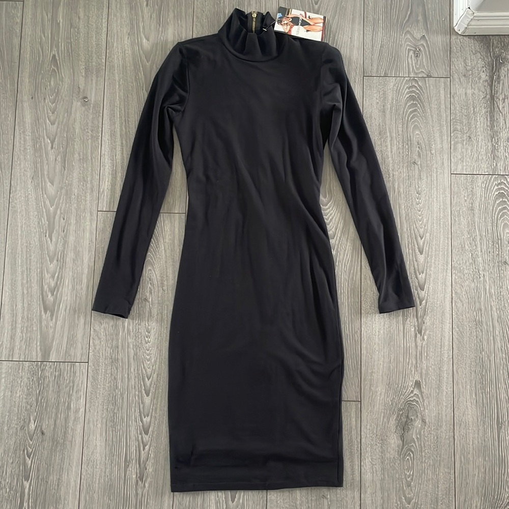 Naked Wardrobe mock neck midi dress